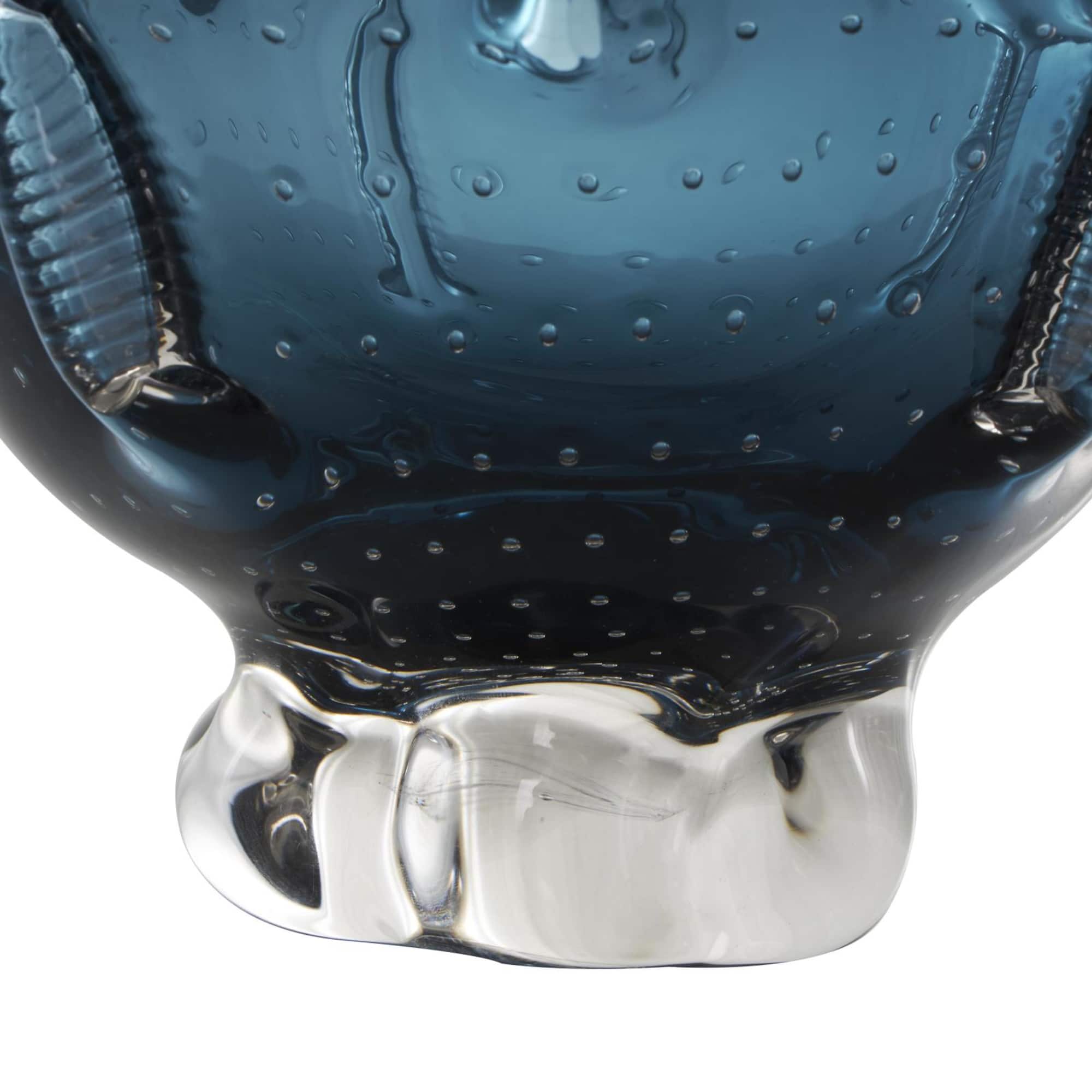 13" Dark Blue Ombre Glass Bowl